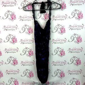 Demore dress sexy lace shiny sparkly Glamorous Backless Purple and Black Dress
